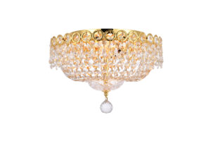 Century 4 light Gold Flush Mount Clear Royal Cut Crystal