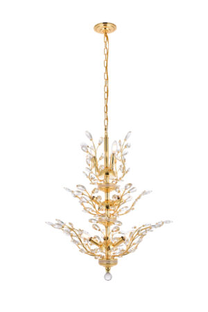 Orchid 13 light Gold Chandelier Clear Royal Cut Crystal