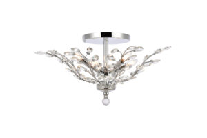 Orchid 6 light Chrome Flush Mount Clear Royal Cut Crystal