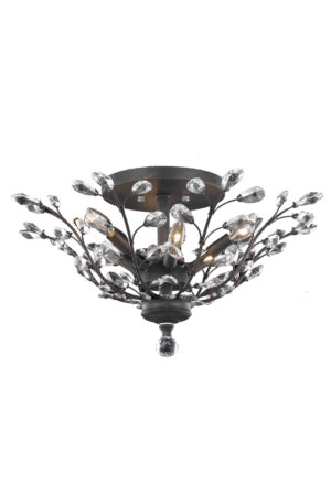 Orchid 6 light Dark Bronze Flush Mount Clear Royal Cut Crystal