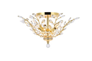 Orchid 6 light Gold Flush Mount Clear Royal Cut Crystal