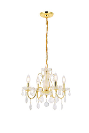 St. Francis 4 light Gold Pendant Clear Royal Cut Crystal