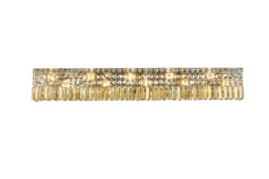 Maxime 10 light Chrome Wall Sconce Golden Teak (Smoky) Royal Cut Crystal