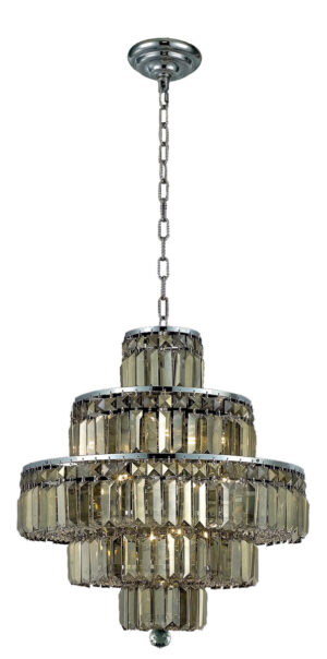 Maxime 13 light Chrome Chandelier Golden Teak (Smoky) Royal Cut Crystal