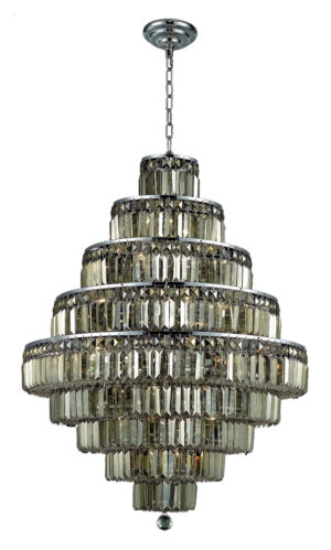 Maxime 20 light Chrome Chandelier Golden Teak (Smoky) Royal Cut Crystal