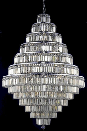 Maxime 38 light Chrome Chandelier Golden Teak (Smoky) Royal Cut Crystal
