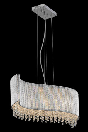 Influx 5 light Chrome Pendant Clear Royal Cut Crystal