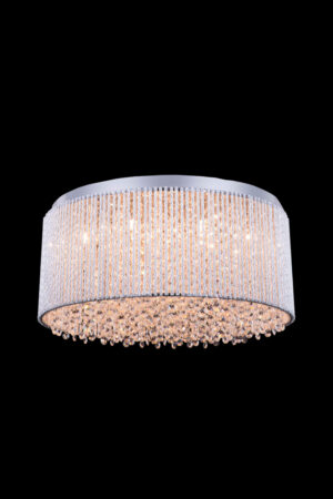 Influx 12 light Chrome Flush Mount Clear Royal Cut Crystal
