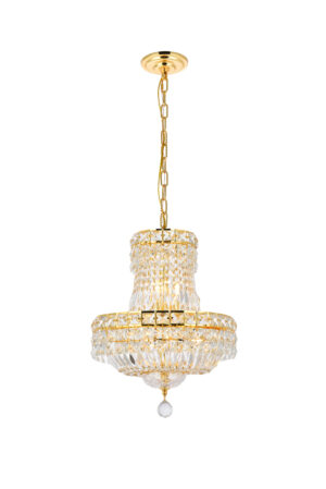 Tranquil 6 light Gold Pendant Clear Royal Cut Crystal