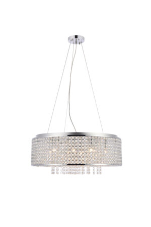 Amelie 10 light Chrome Pendant Clear Royal Cut Crystal