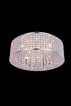 Amelie 8 light Chrome Flush Mount Clear Royal Cut Crystal