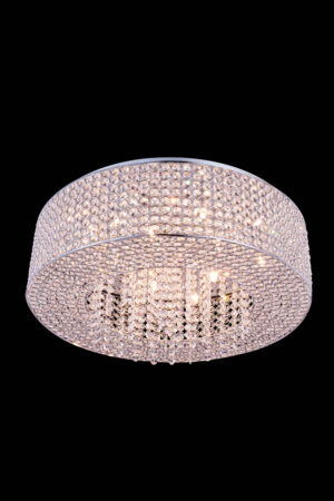 Amelie 10 light Chrome Flush Mount Clear Royal Cut Crystal