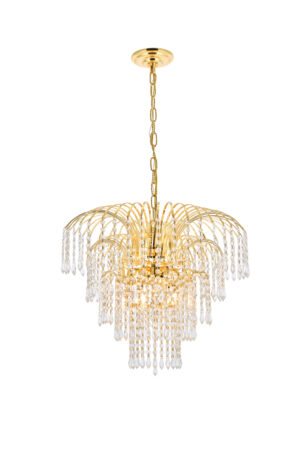 Falls 6 light Gold Chandelier Clear Royal Cut Crystal