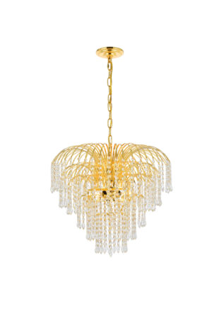 Falls 6 light Gold Chandelier Clear Royal Cut Crystal