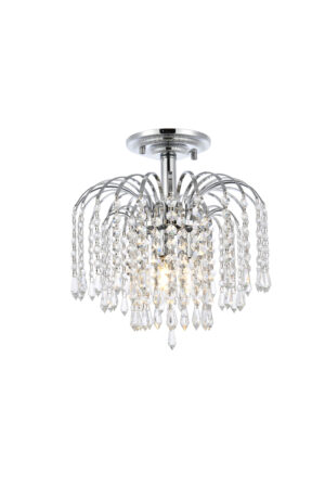 Falls 3 light Chrome Flush Mount Clear Royal Cut Crystal