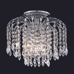 Falls 4 light Chrome Flush Mount Clear Royal Cut Crystal