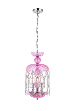Rococo 3 light Pink Pendant Rosaline (Pink) Royal Cut Crystal