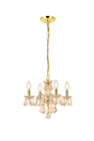 Rococo 4 light Golden Shadow Pendant Golden Shadow (Champagne) Royal Cut Crystal