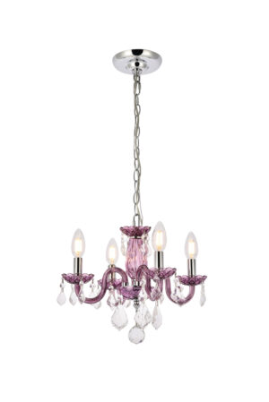 Rococo 4 light Purple Pendant Clear Royal Cut Crystal