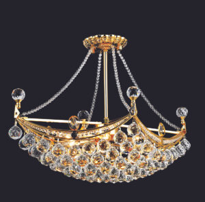 Corona 6 light Gold Chandelier Clear Royal Cut Crystal