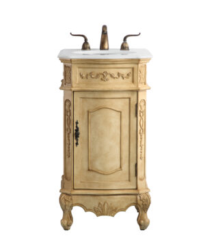 24 inch Single Bathroom vanity in Antique Beige with ivory white engineered marble