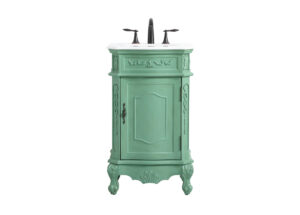 21 inch Single Bathroom vanity in vintage mint with ivory white engineered marble