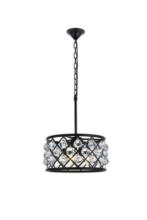 Madison 4 light Matte Black Pendant Clear Royal Cut Crystal
