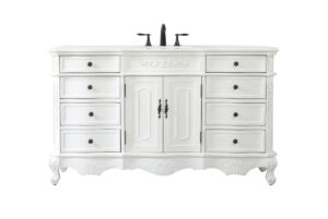 60 inch Single bathroom vanity in antique white