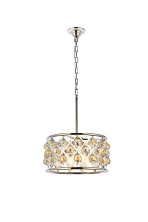 Madison 4 light polished Nickel Pendant Golden Teak (Smoky) Royal Cut Crystal