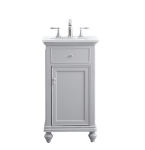 19 inch Single Bathroom vanity in light grey with ivory white engineered marble