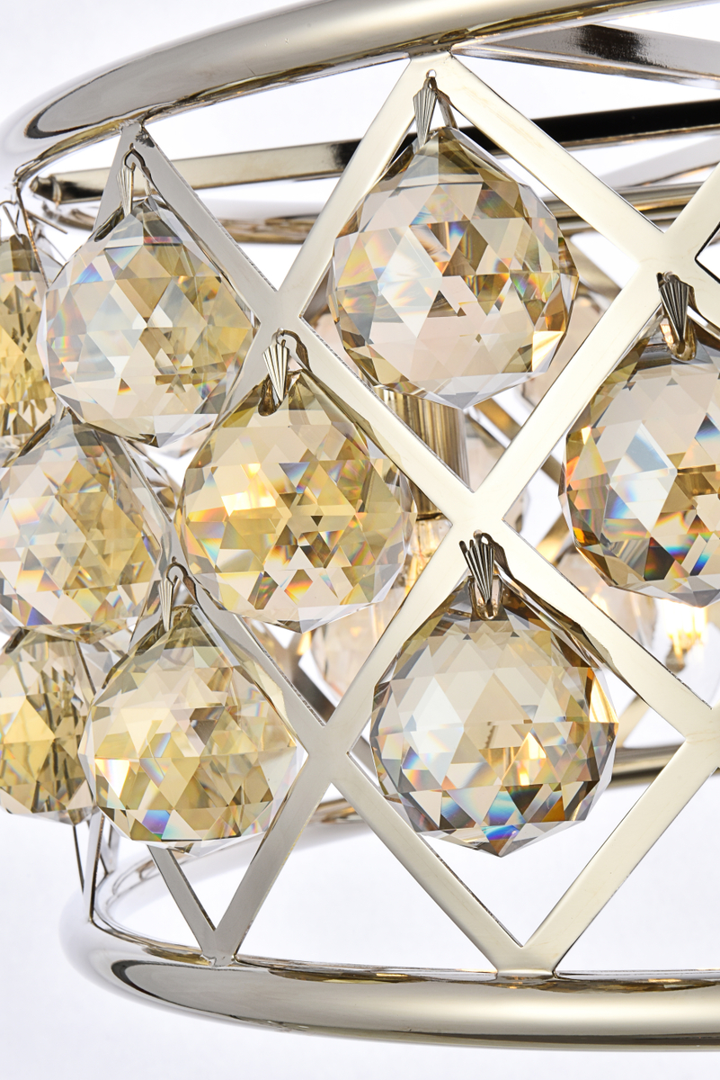 Madison 5 light polished Nickel Chandelier Golden Teak (Smoky) Royal Cut Crystal - Image 4