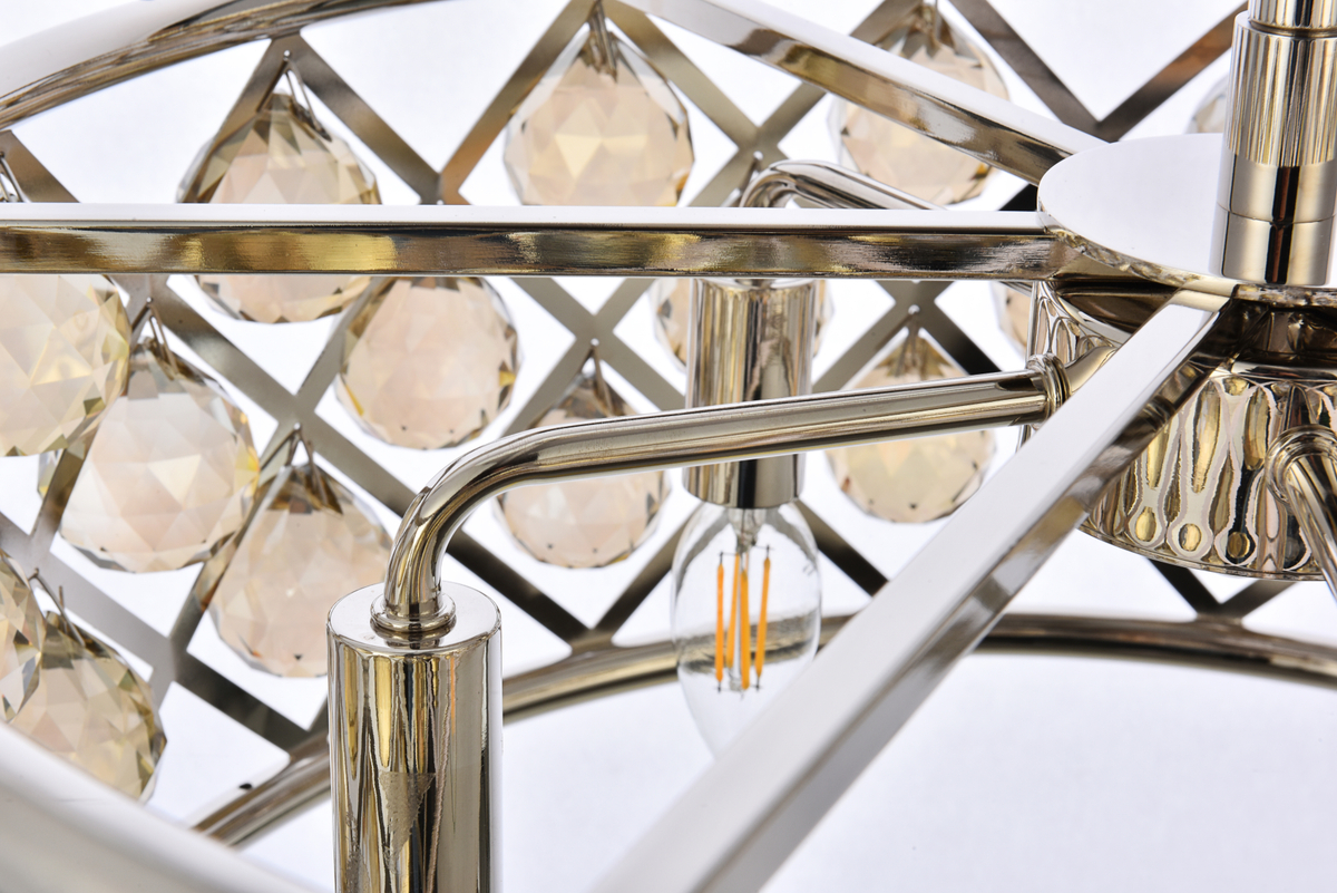 Madison 5 light polished Nickel Chandelier Golden Teak (Smoky) Royal Cut Crystal - Image 5