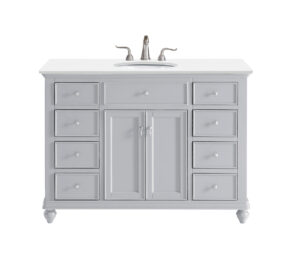 48 inch Single Bathroom vanity in Light Grey with ivory white engineered marble