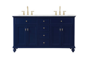 60 inch double bathroom vanity in blue
