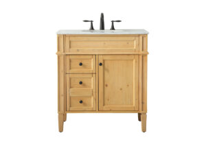 32 inch Single bathroom vanity in natural wood