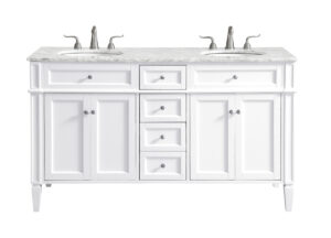 60 In. Double Bathroom Vanity Set In White