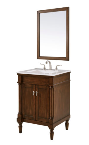24 In. Single Bathroom Vanity Set In Walnut
