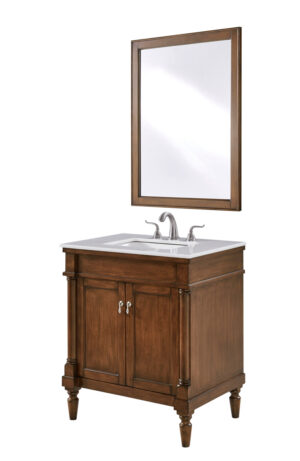 30 In. Single Bathroom Vanity Set In Walnut