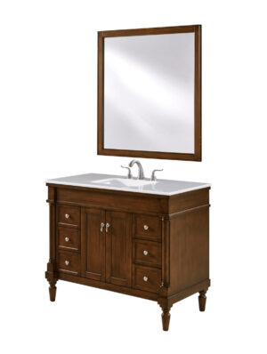 42 In. Single Bathroom Vanity Set In Walnut