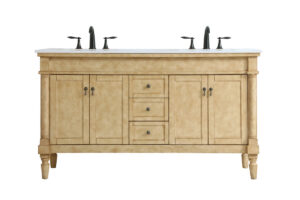 60 inch Double Bathroom Vanity in Antique Beige