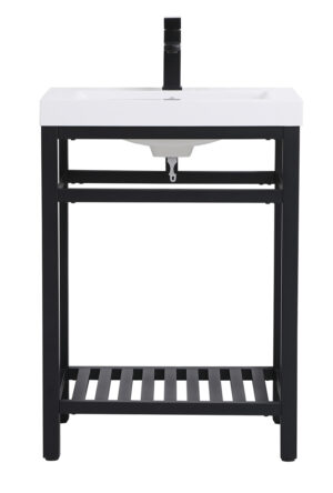 24 inch Single Bathroom Metal Vanity in Black