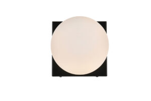 Jaylin 1 light Black and frosted white Bath Sconce