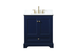 30 inch Single bathroom vanity in blue with backsplash