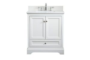 30 inch Single bathroom vanity in white with backsplash