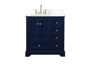 32 inch Single bathroom vanity in blue with backsplash