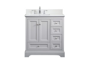 32 inch Single bathroom vanity in grey with backsplash