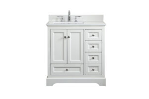 32 inch Single bathroom vanity in white with backsplash
