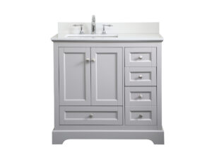 36 inch Single bathroom vanity in grey with backsplash
