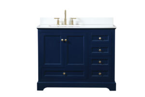 42 inch Single bathroom vanity in blue with backsplash