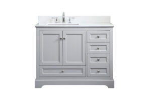 42 inch Single bathroom vanity in grey with backsplash